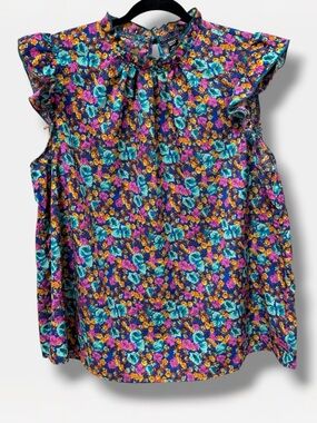 Colorful Floral Ruffle Sleeve Blouse Women’s Boho Cottagecore Top 2XL